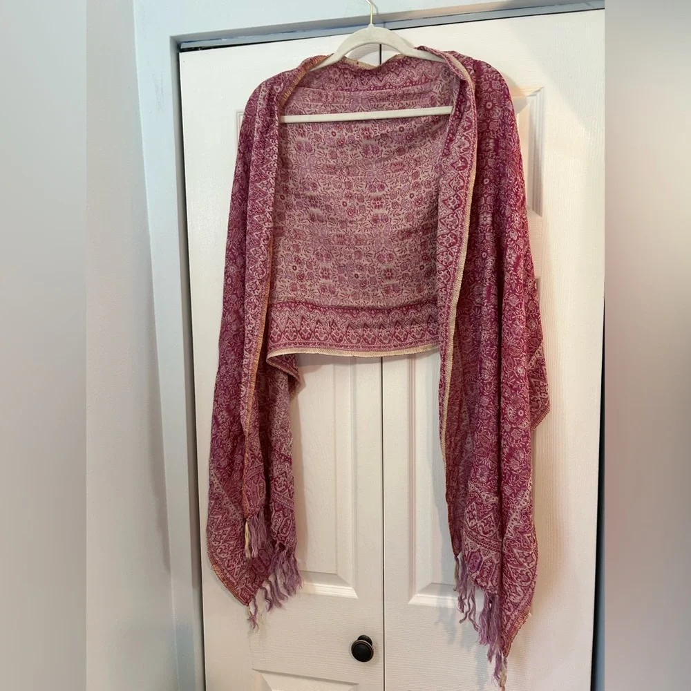 Boho Paisley Shawl Wrap Fringe Lightweight Scarf Festival Oversized